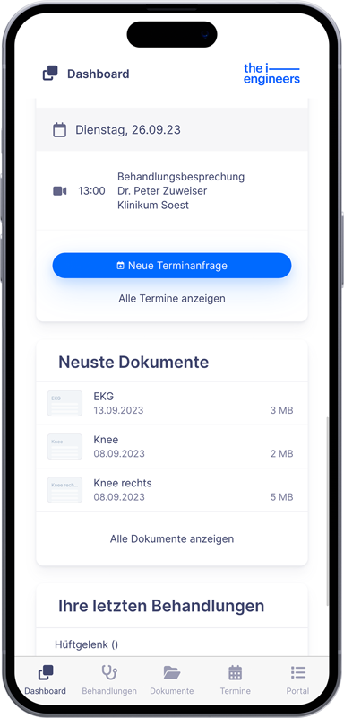 Screenshot vom Patientenportal
